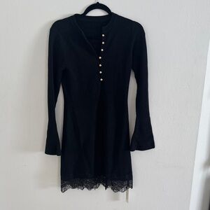 NWT Commense Black Lace Hem Dress